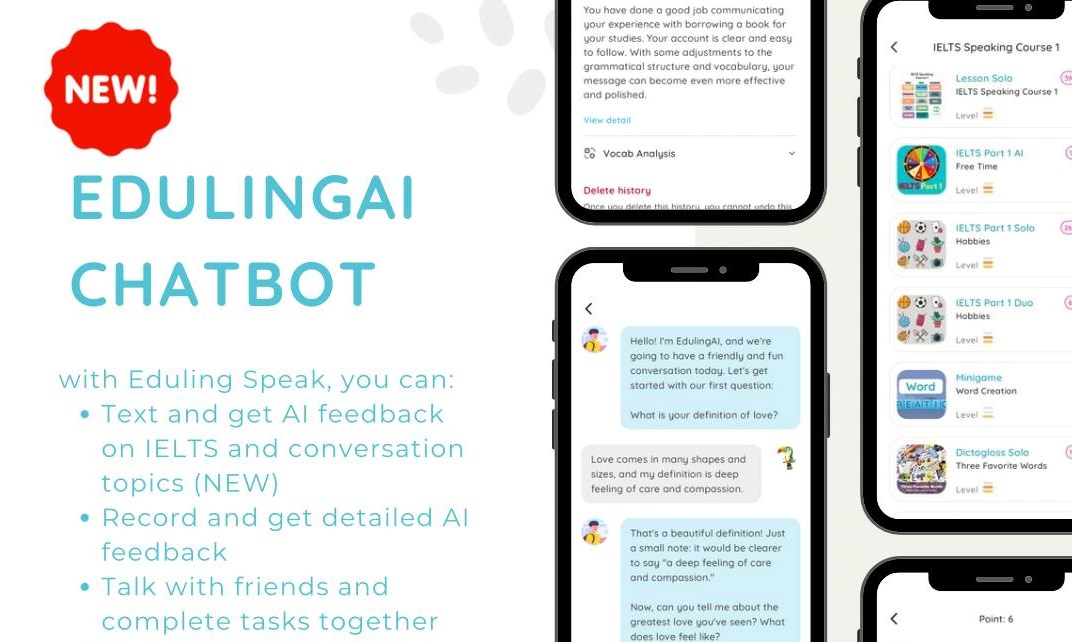 Luyện IELTS Speaking trên Eduling Speak: AI đặt câu hỏi, sửa lỗi câu trả lời, gợi ý cách diễn đạt hay